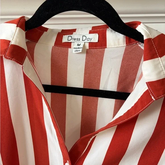 Red & White Striped Short-Sleeve Romper - Picture 2 of 4